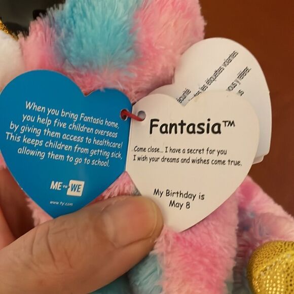 NWT Ty Beanie Boos “Fantasia” plush pastel multi colored unicorn stuffed animal - Picture 6 of 6